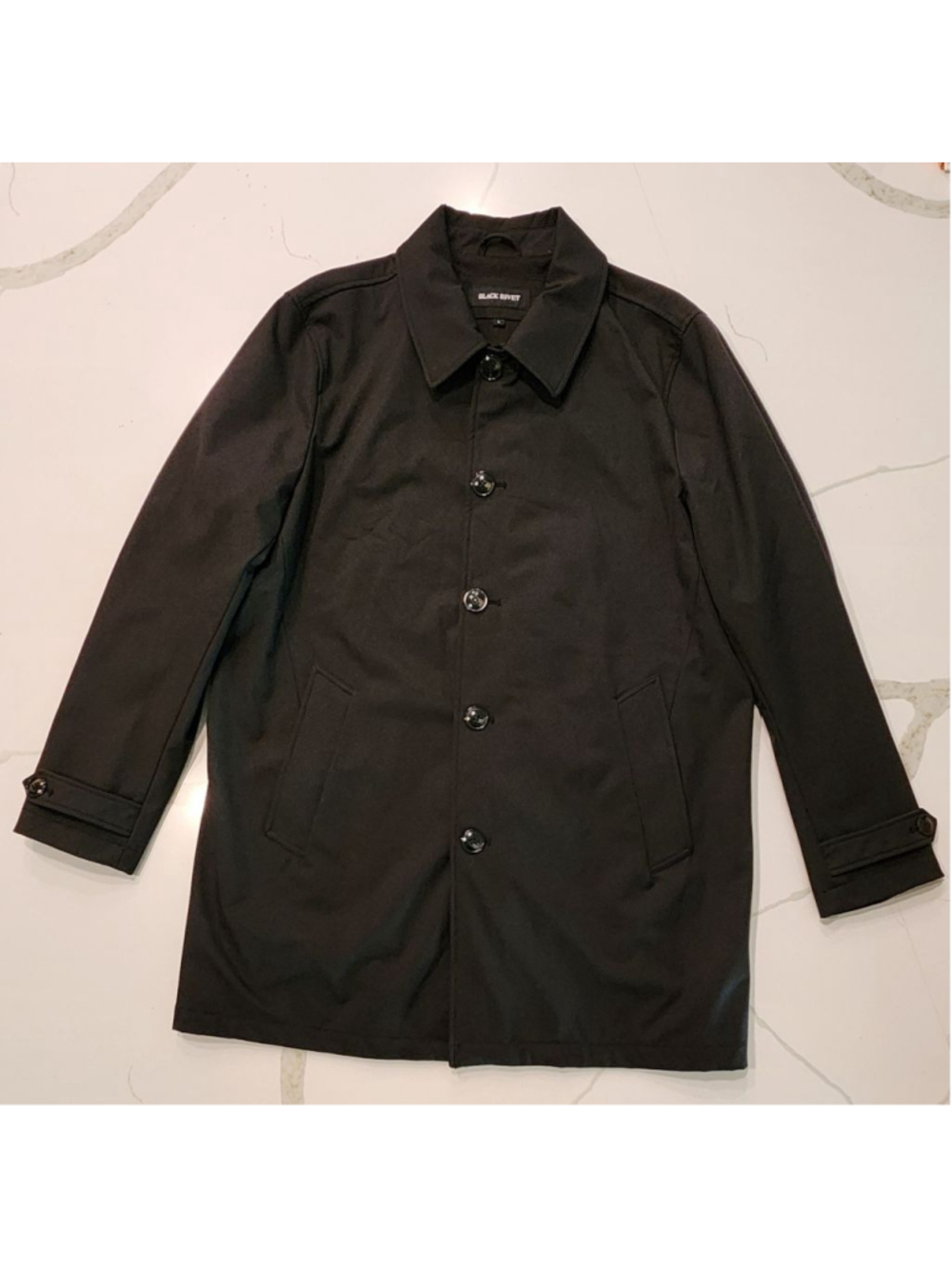 Black Rivet Black Lightweight Stretch Jacket Men’s L Button Zip Front Car Coat